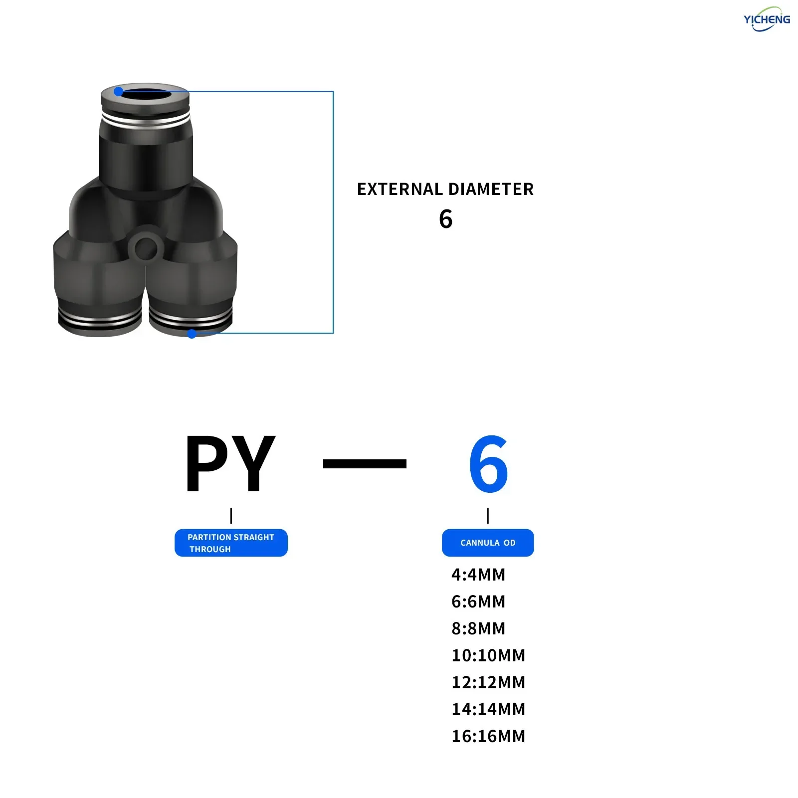 Push Fit Connector - Connettore per tubo pneumatico 6MM OD