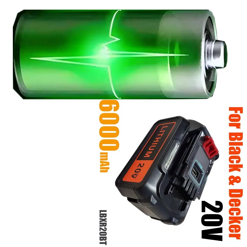 Black+Decker Tool 20V Max - Batteria 6Ah/10Ah 18V 8.0Ah BL2018 per
